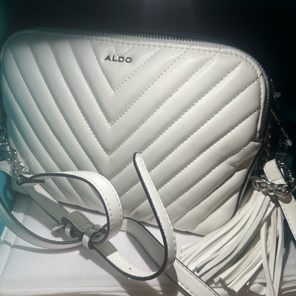 Aldo White Quilted Crossbody Bag